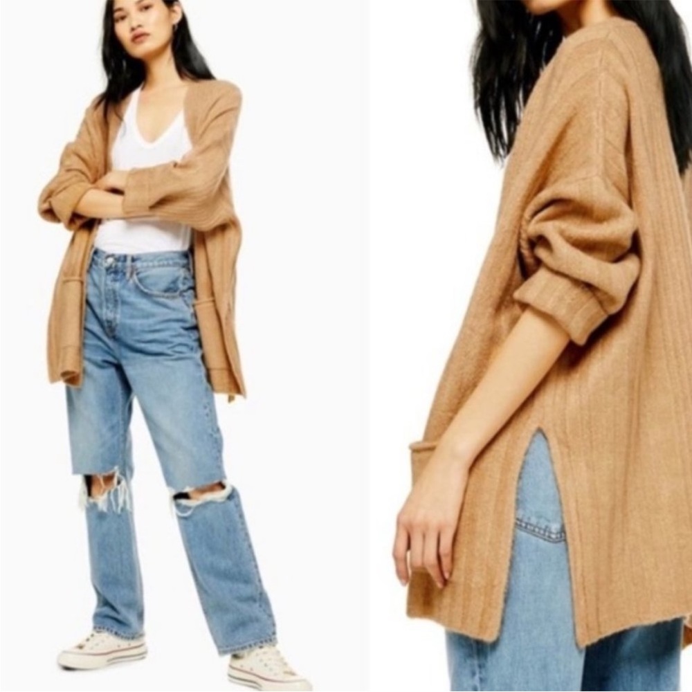 TOPSHOP Oversized Cardigan NWT • Size 8-10 • Color Camel